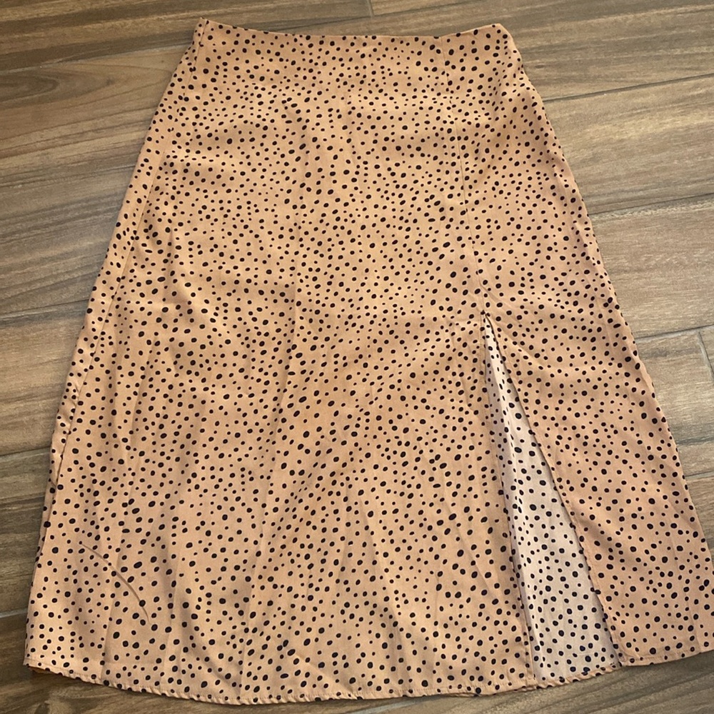 NastyGal dot leopard side slit skirt